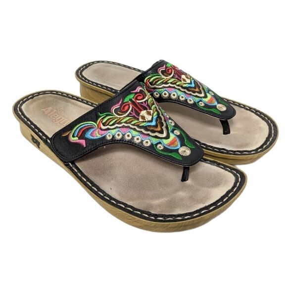 ALEGRIA Vanessa Leather Embroidered Sandals 40 - Picture 1 of 9